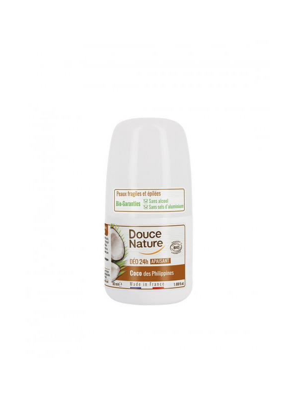 Deo roll-on calmant cu cocos - piele sensibila, epilata 50ml - Douce Nature