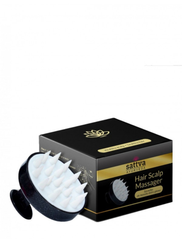 Perie masaj scalp din silicon negru – Sattva Ayurveda