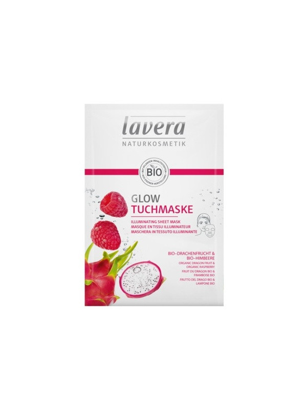 Masca iluminatoare Sheet Mask cu zmeura si fructul dragonului, BIO - LAVERA
