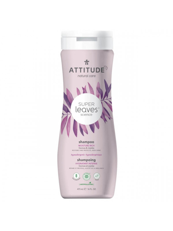 Sampon intens hidratant pentru par uscat si lipsit de stralucire Superleaves, 473 ml - ATTITUDE