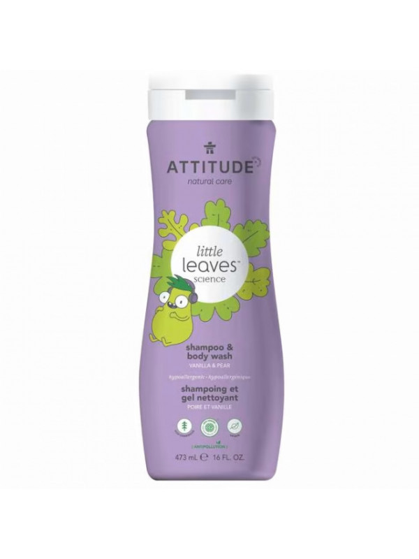 Sampon si gel de dus pentru copii, vanilie si pere, 473ml - ATTITUDE Little Leaves