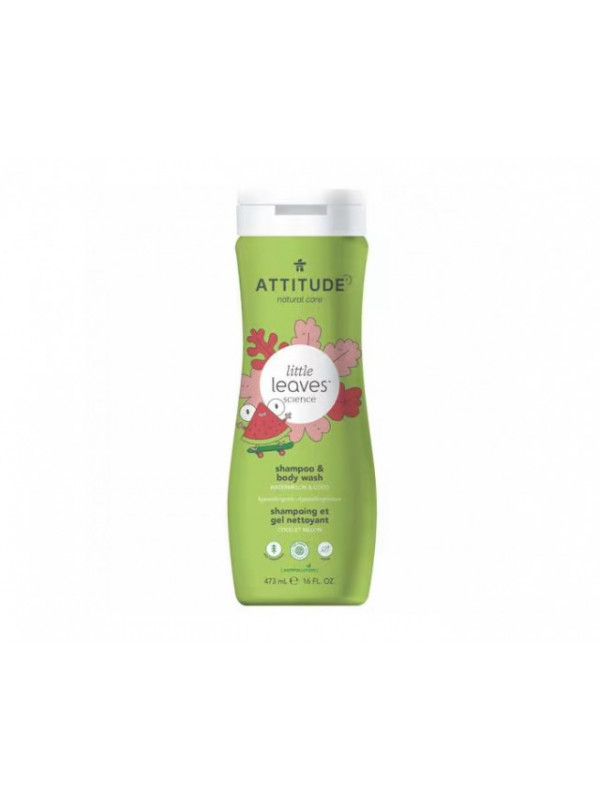 Sampon si gel de dus pentru copii, pepene si cocos, 473ml - ATTITUDE Little Leaves