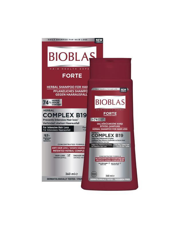 Sampon preveire anticadere Bioblas Forte cu complex de vitamina B19 (pentru cadere masiva), 360 ml
