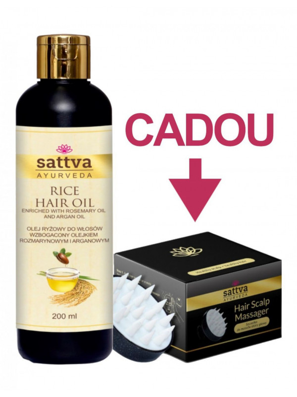 Ulei de rozmarin pentru par cu orez si argan + CADOU perie masaj scalp – Sattva