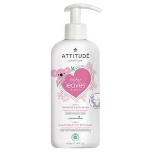Sampon si gel de dus pentru bebe, fara miros, 473ml - ATTITUDE Baby Leaves