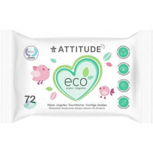 Servetele umede fara parfum, 100 % biodegradabile 72 buc - ATTITUDE