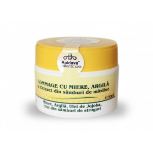 Gomaj natural cu miere, argilã şi extract din sâmburi de mãsline - Apidava