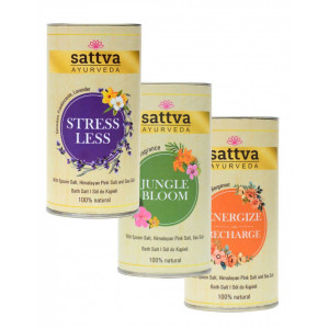 Set 3 saruri de baie cu sare epsom, sare de mare, sare de Himalaya, 3x300gr - Sattva