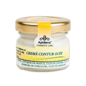 Crema naturala contur de ochi cu miere, laptisor de matca, ulei de Jojoba, ulei din samburi de struguri, vitamina E - Apidava