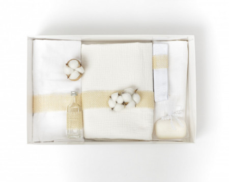Set trusou muselina, fetita/baiat, model SIMPLU, 0-12 luni, 7 piese