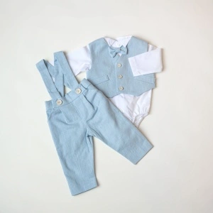 Compleu baietel, 0-1 ani, in baby blue, model VICTOR
