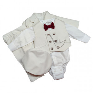 Costum baieti, 0-1 an, stofa ivoire, model ANTHONY