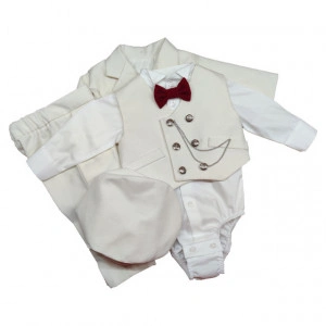 Costum baieti, 0-1 an, stofa ivoire, model ANTHONY