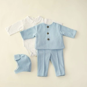 Costum botez baieti, 0-1 ani, bleu ciel, model ANDREI