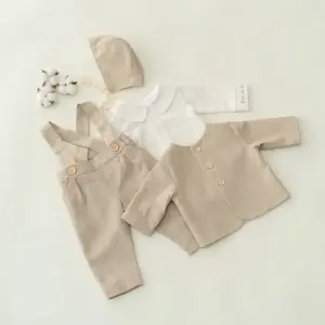 Costum botez băieți bej „Dar de la Dumnezeu”
