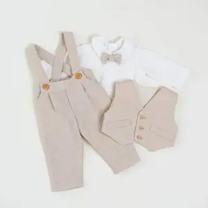 Costum de in bej baietel, 0-1 ani - model VICTOR