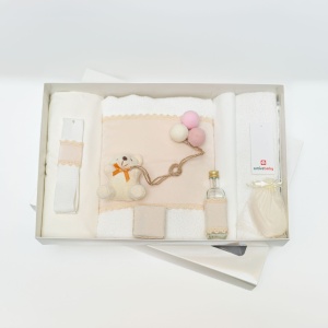 Set trusou crem Fetita BALOANE ROZ, 0-12 luni, 8 piese