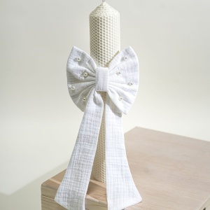 Lumânare de botez „White of Pearls” din ceară naturală