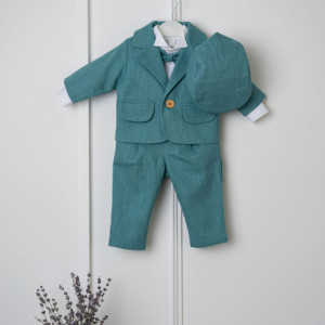 Costum baieti, 0-1 an, in turquoise, model ERIC