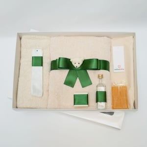 Set trusou botez baieti, model GREEN BEAR, 0-12 luni, 6 piese