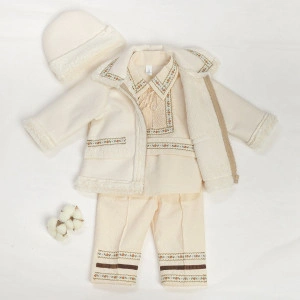 Costum baieti, 0-1 ani, model traditional cu cojoc, ION