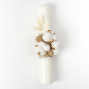 Lumanare botez, fetita/baiat, model FLOARE DE BUMBAC