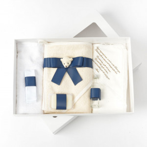 Set trusou botez baieti, model NAVY BEAR, 0-12 luni, 6 piese