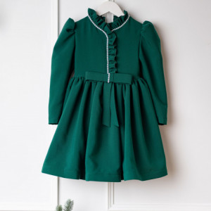 Rochita fetite, 1-12 ani, stofita verde, model Carina