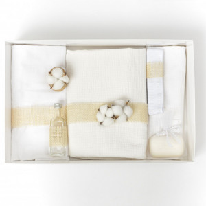 Set trusou muselina, fetita/baiat, model SIMPLU, 0-12 luni, 7 piese