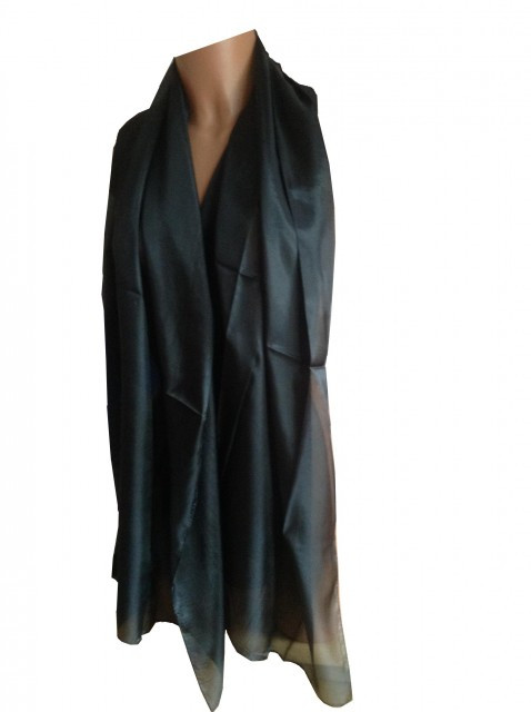 Esarfa matase o singura culoare, neagra, EBP-222