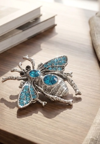 Brosa Metalica cu Pietre Beetle 04 - Img 4