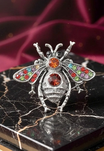 Brosa Metalica cu Pietre Beetle 02 - Img 3
