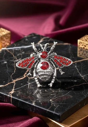 Brosa Metalica cu Pietre Beetle 05 - Img 2