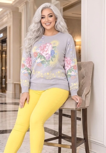 Pulover Cu Strasuri Pastel Bloom 24595-06 - Img 5
