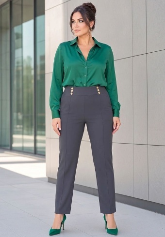 Pantaloni Elastici R502-1430-09 gri cu nasturi - Img 6