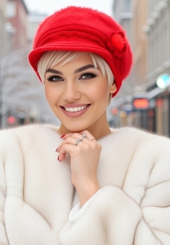 Bereta cu Cozoroc din blana de iepure , Imblanita 91200-03