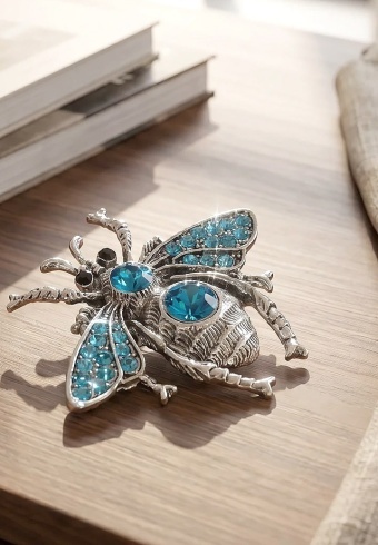 Brosa Metalica cu Pietre Beetle 04 - Img 4