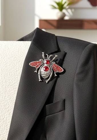 Brosa Metalica cu Pietre Beetle 05 - Img 3