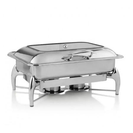 Chafing dish inox cu 2 tavi, dimensiuni 58x44x18 cm
