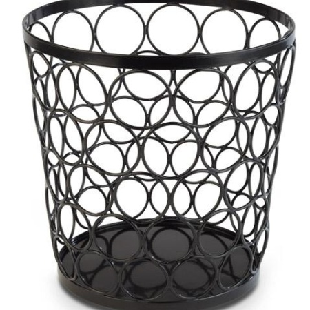 Cos metalic negru pentru fructe sau suport tava, 21x21 cm