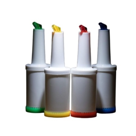 Sticla bar cu baza si picurator colorate, 1 litru