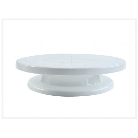 Suport tort rotativ din plastic alb, diametru 27.5 cm