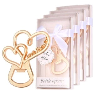 Desfacator sticle, 12 cm, auriu, model inima