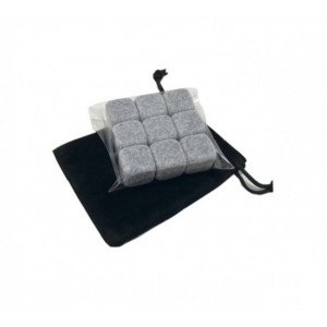 Set 9 Cuburi Whisky din Piatra Reutilizabile – Saculet Negru