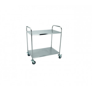 Carucior servire din inox, cu 2 polite
