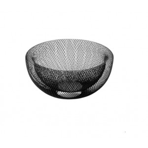 Cos fructe metalic negru, diametru 29.5 cm, inaltime 15 cm