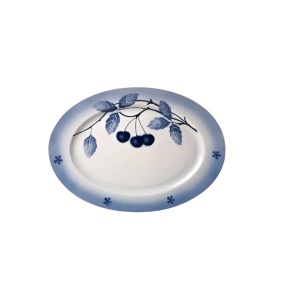 Platou oval portelan Blue Cherry, 39x29 cm