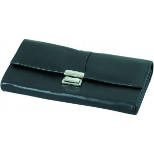 Portmoneu din piele Nappa culoare neagra, 5 compatimente