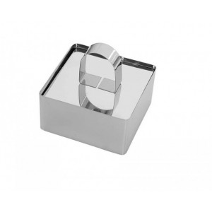 Set 4 forme patrat, cutter inox pentru aluat cu impingator
