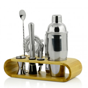 Set Bar cu Suport din Lemn si 9 Accesorii